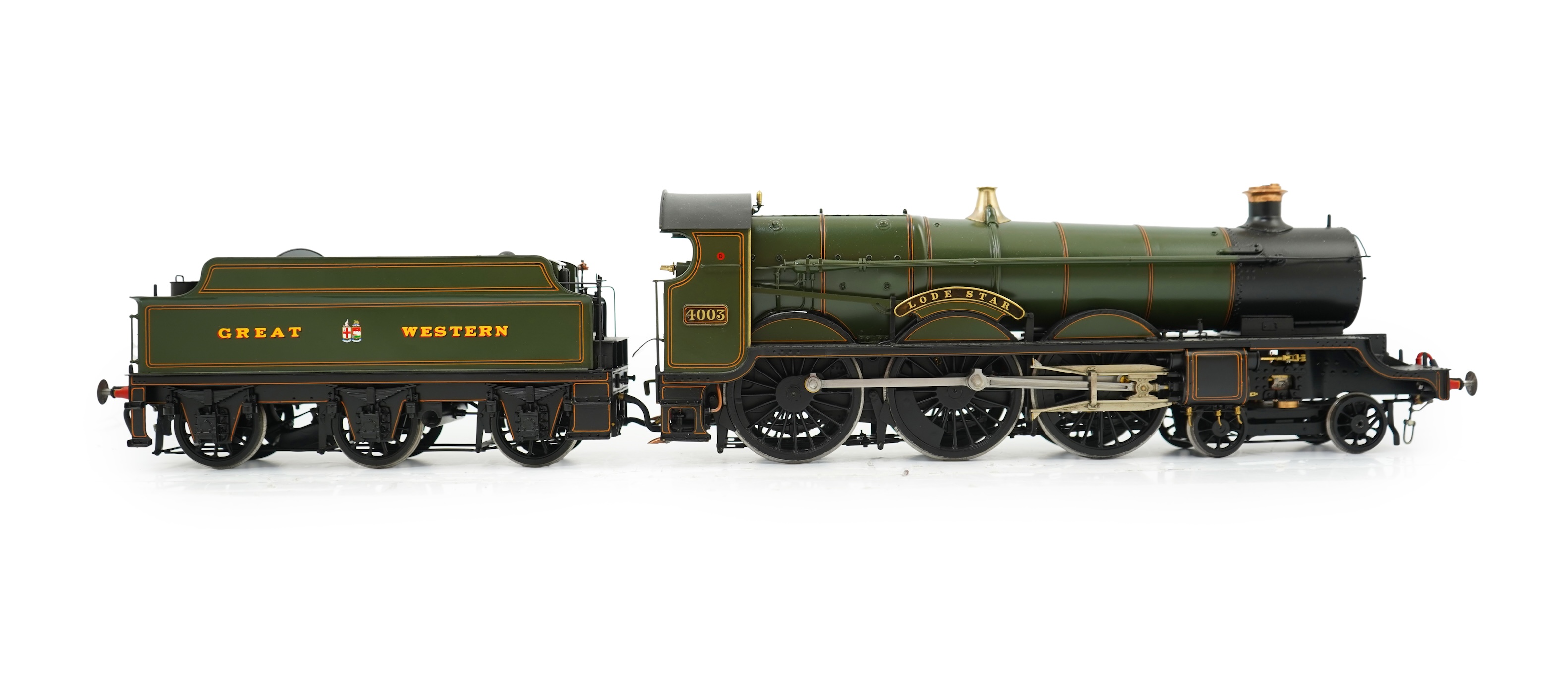 A Gauge One model of GWR Star Class, Lode Star 4003, 4-6-0 tender locomotive, constructed, painted and lined to a very high standard, with a high level of detail, powered for two rail operation.